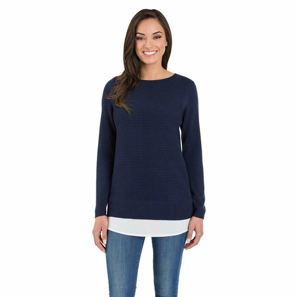 Hilary Radley Tops - Hilary Radley Women 2-fer Sweater Blouse Navy NWT